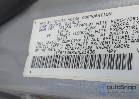 2003 Toyota 4Runner Sr5 Sport V8 from USA, damaged, VIN JTEBT14R630021496